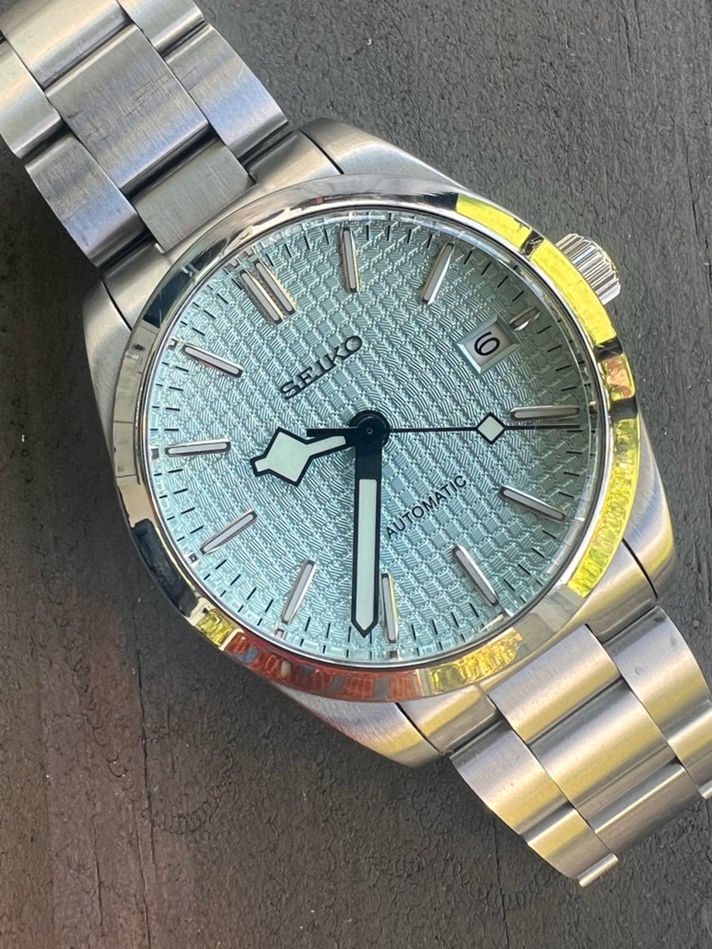 39mm Seiko Automatic Watch Blue Dial Snowflake Hands NH35A Movement Oyster Band
